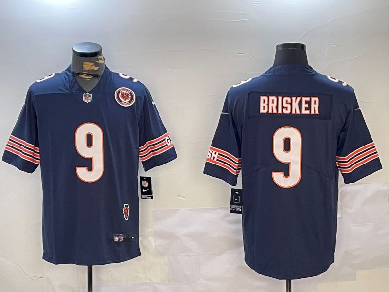 Men Chicago Bears #9 Brisker Blue 2024 Nike Limited NFL Jersey style 2